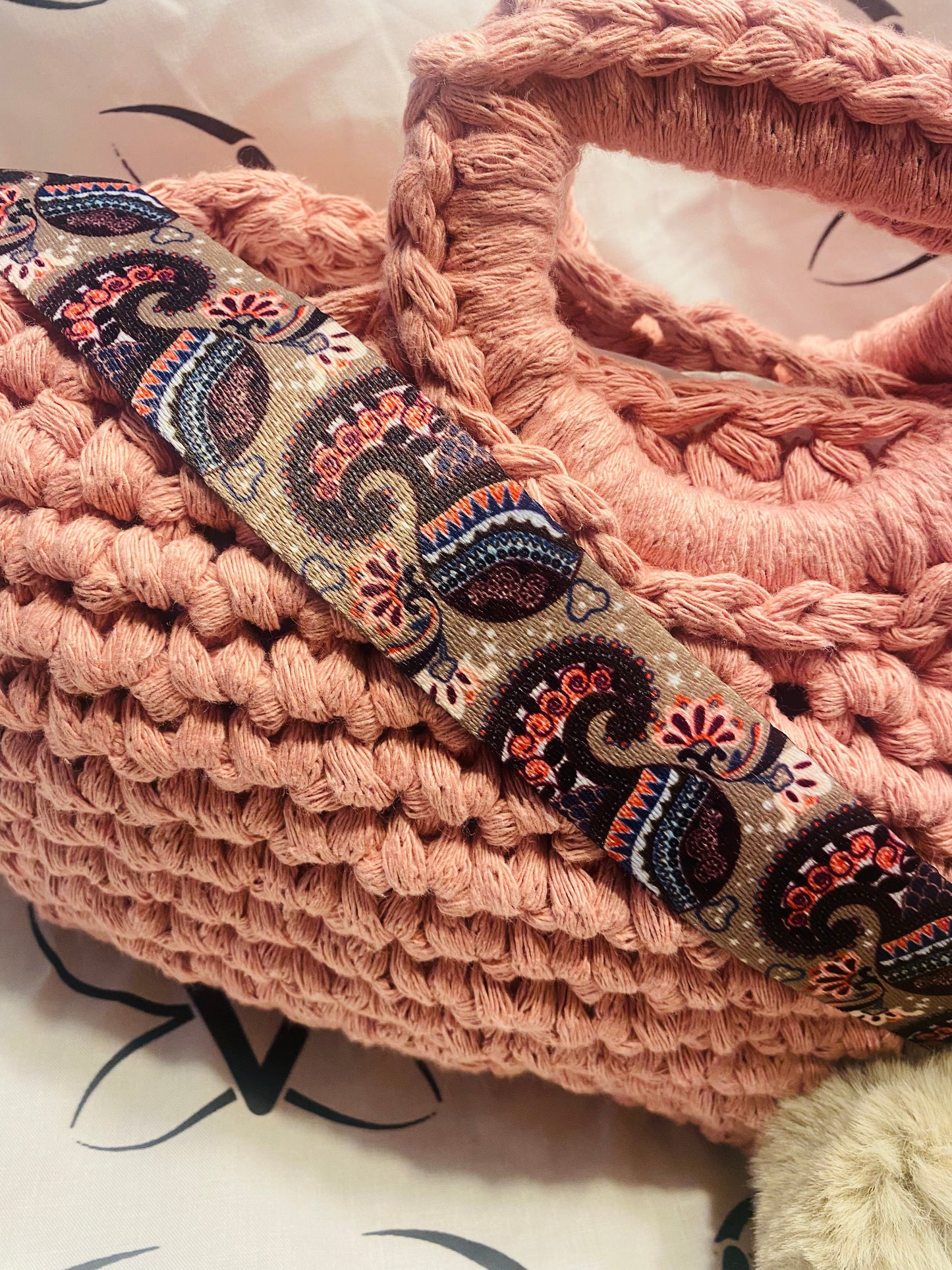 MIDI tote bag, PINK Kreations by V Luxury Crochet Handbag