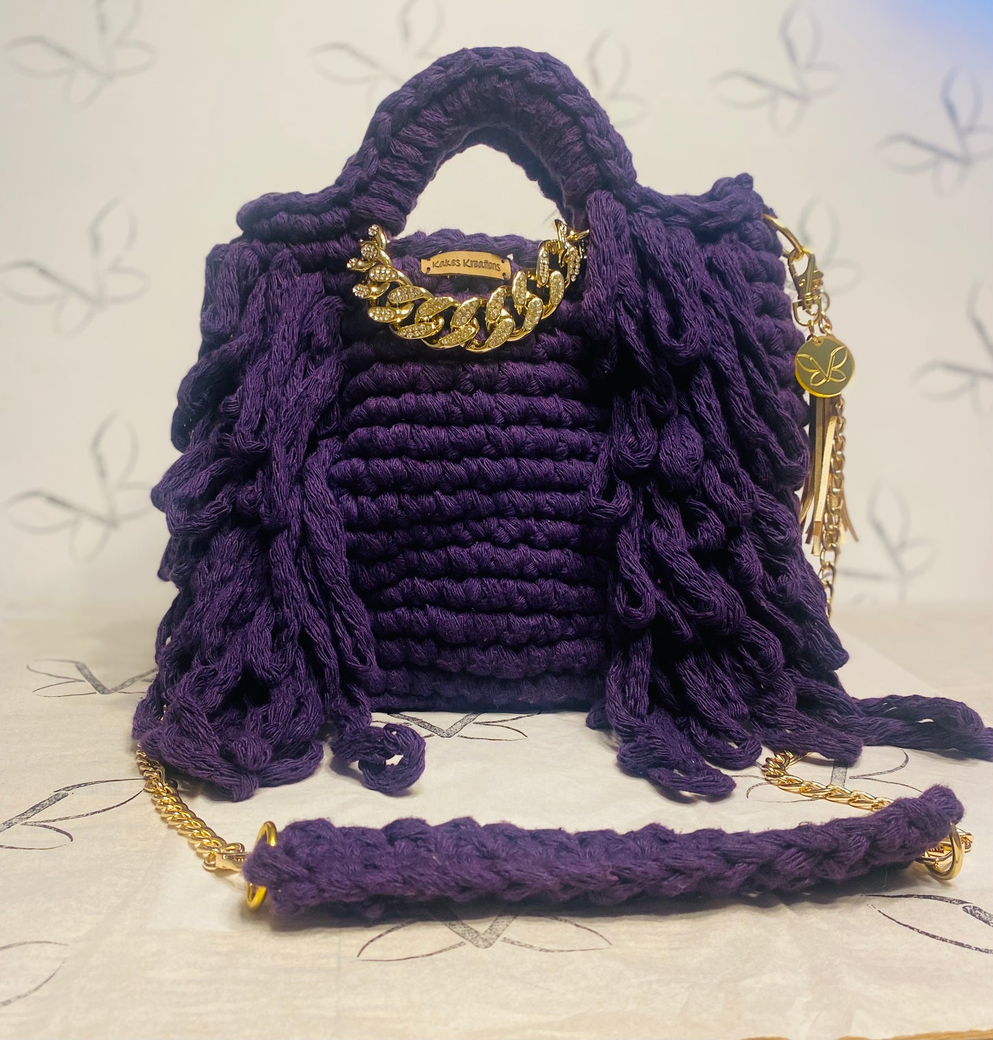Sweetdrop MIDI tote, Queen Purple  Kreations by V Luxury Crochet Handbag